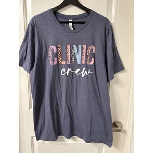 "Clinic Crew" Graphic Tee T-shirt Short Sleeve Sz XL Heather Blue Super Soft